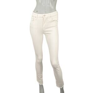 MOTHER Denim the Looker Ankle Fray Jeans Beige Mariposa light sz 25
